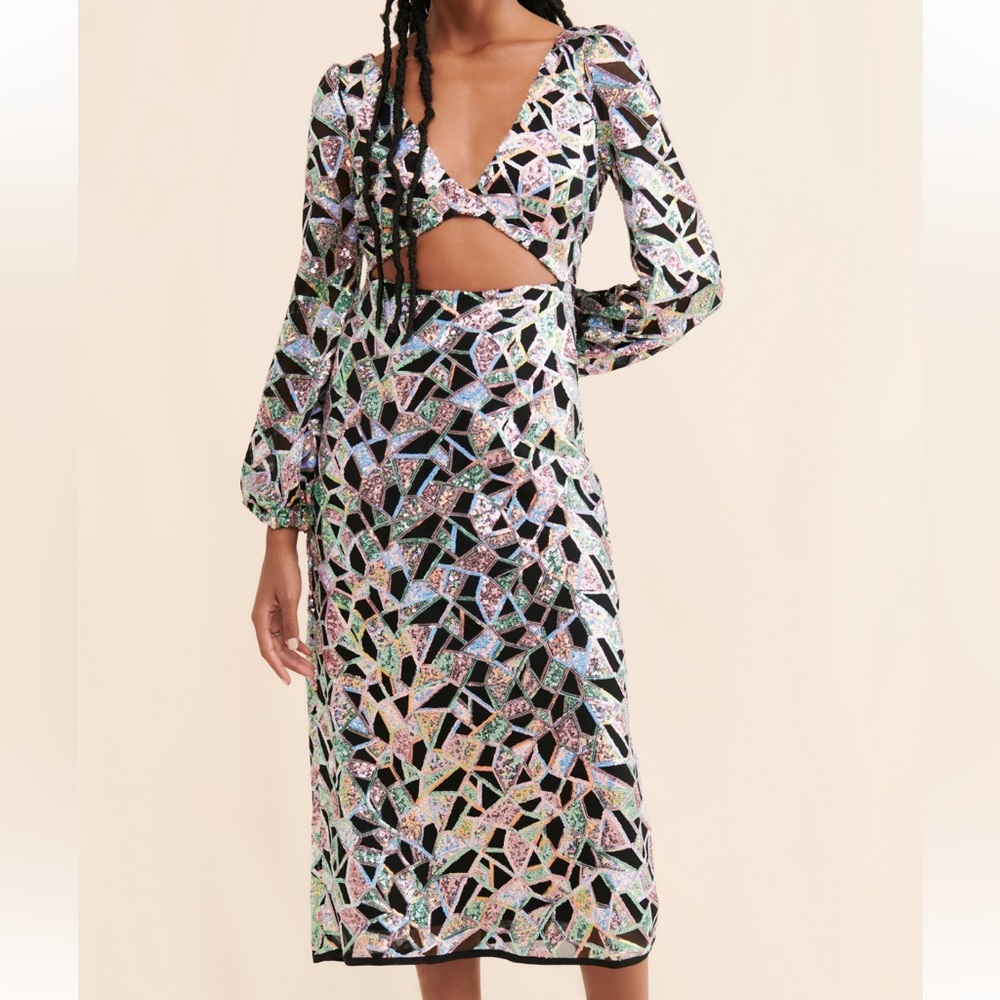 Let Me Be Sequin ANTHROPOLOGIE  Geometric Cutout Dress *STUNNING* SZ. XXL